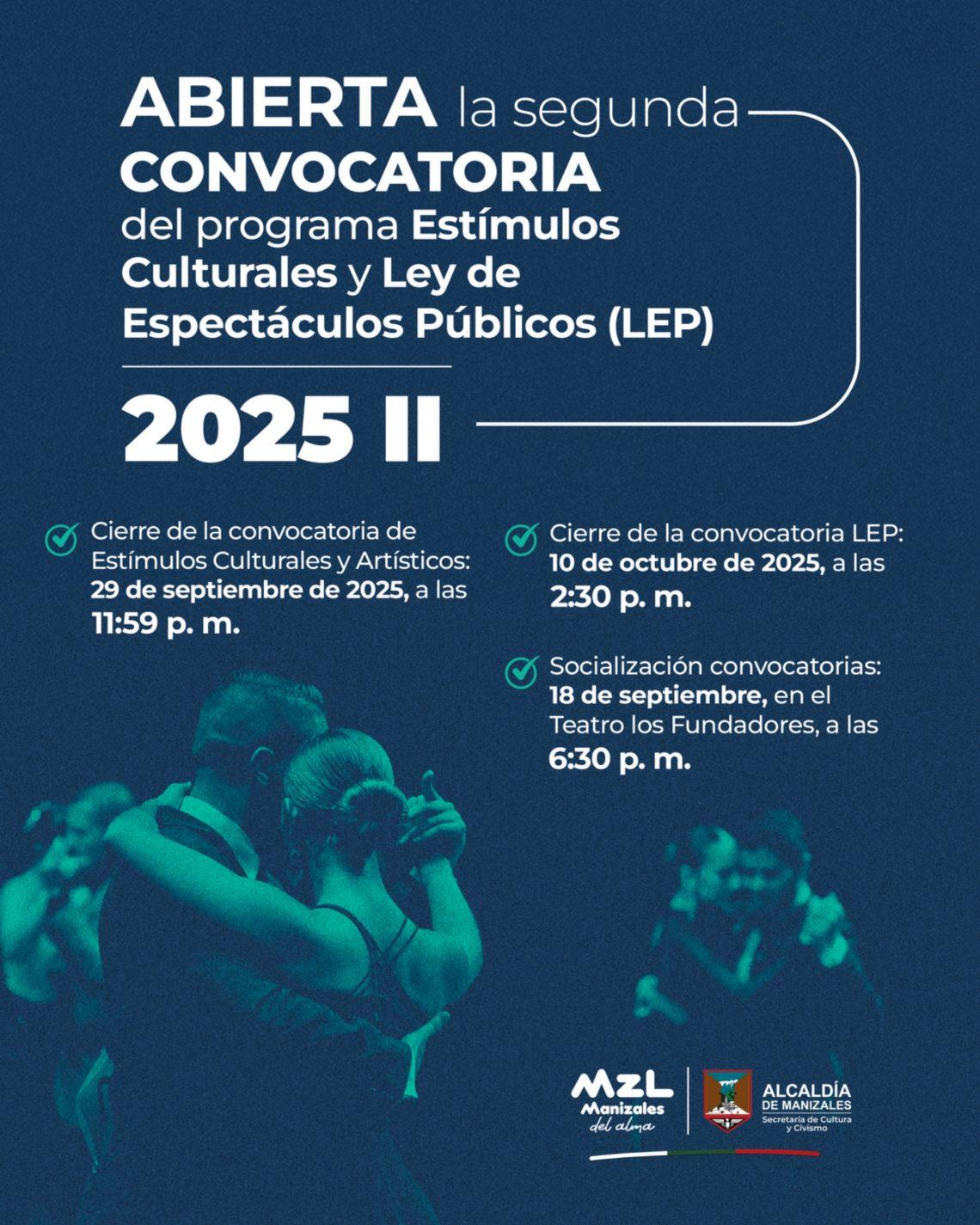 Abiertas las segundas convocatorias 2025 para el Programa de Estímulos Culturales y la Ley de Espectáculos Públicos